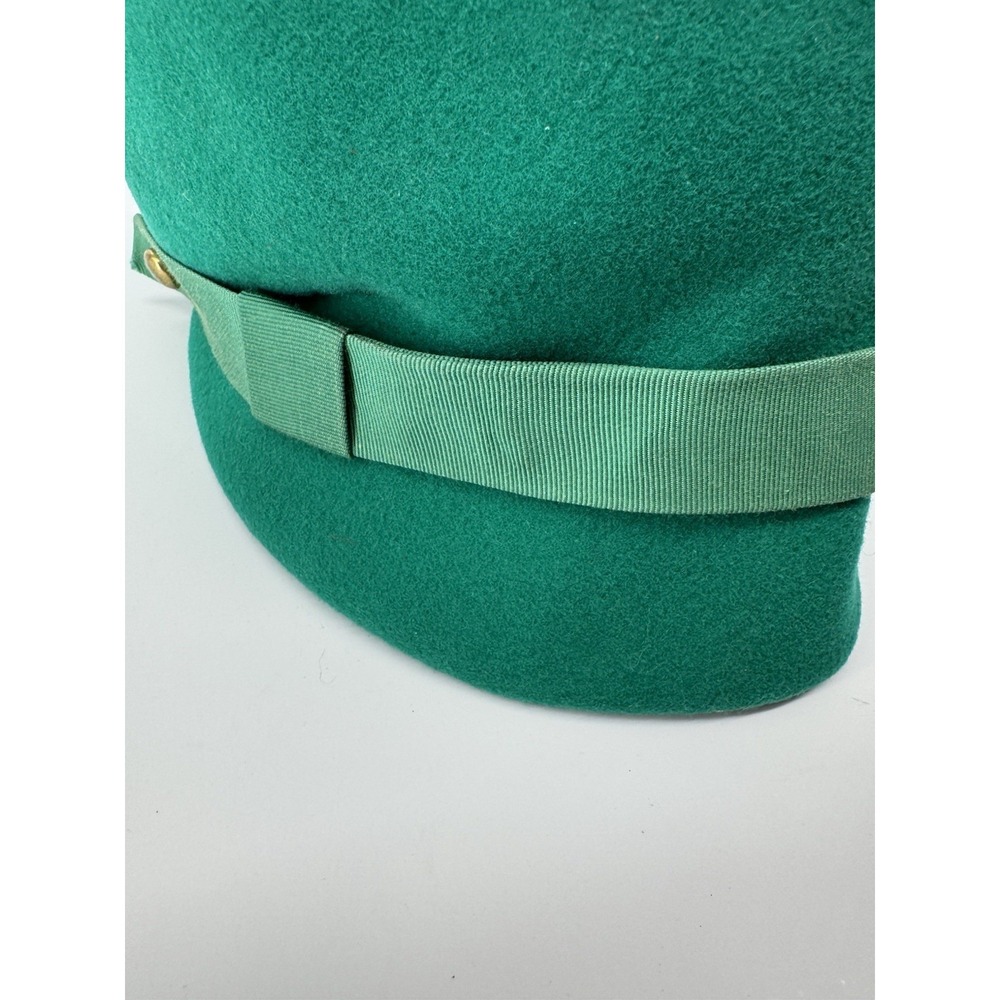 Vintage 60's Oleg Cassini Green Wool Cloche Hat Union Made Equestrian Chic - Picture 10 of 16